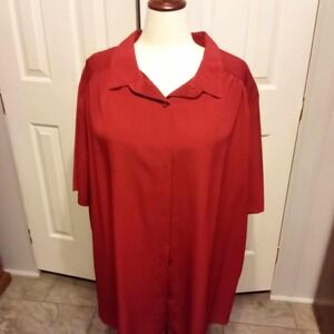 A‎ Personal Touch Red Button Front Shirt Dress Style 2000 Plus Size 4X